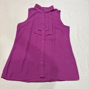 Banana Republic Blouse Womens M Medium Orchid Sleeveless Button Up Pleated Chest
